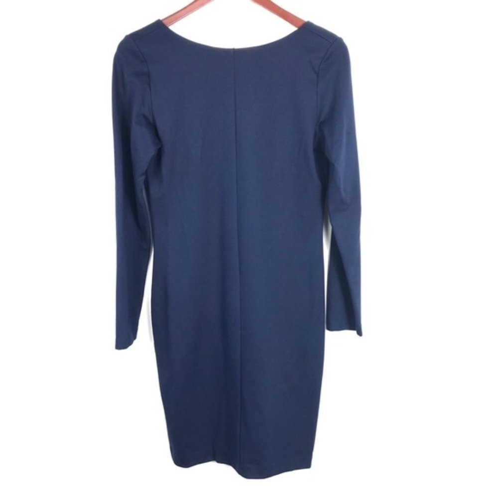 Amanda Uprichard Womens Navy Blue Long Sleeve Dress Large Minimalist Modern